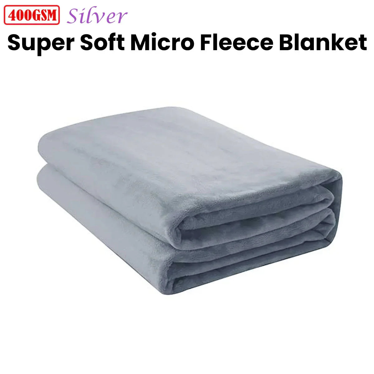 Jason 400GSM Super Soft Micro Fleece Blanket Silver Queen - Mekamart Australia