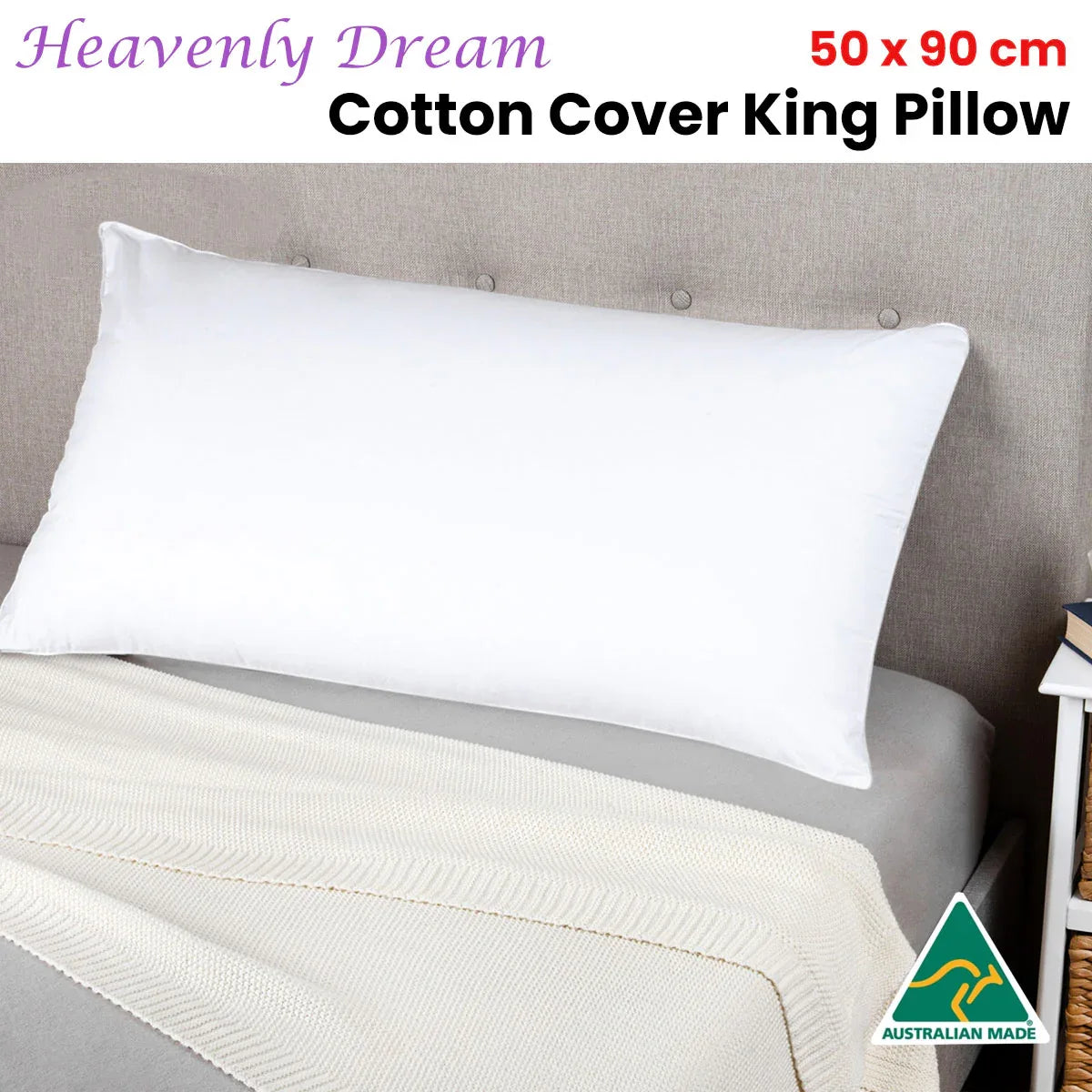 Heavenly Dream Cotton Cover King Pillow 90 x 50cm by Jason - Mekamart Australia