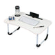 Foldable Desk Laptop Stand Table Bed Computer Study Adjustable Portable Cup Slot(White)