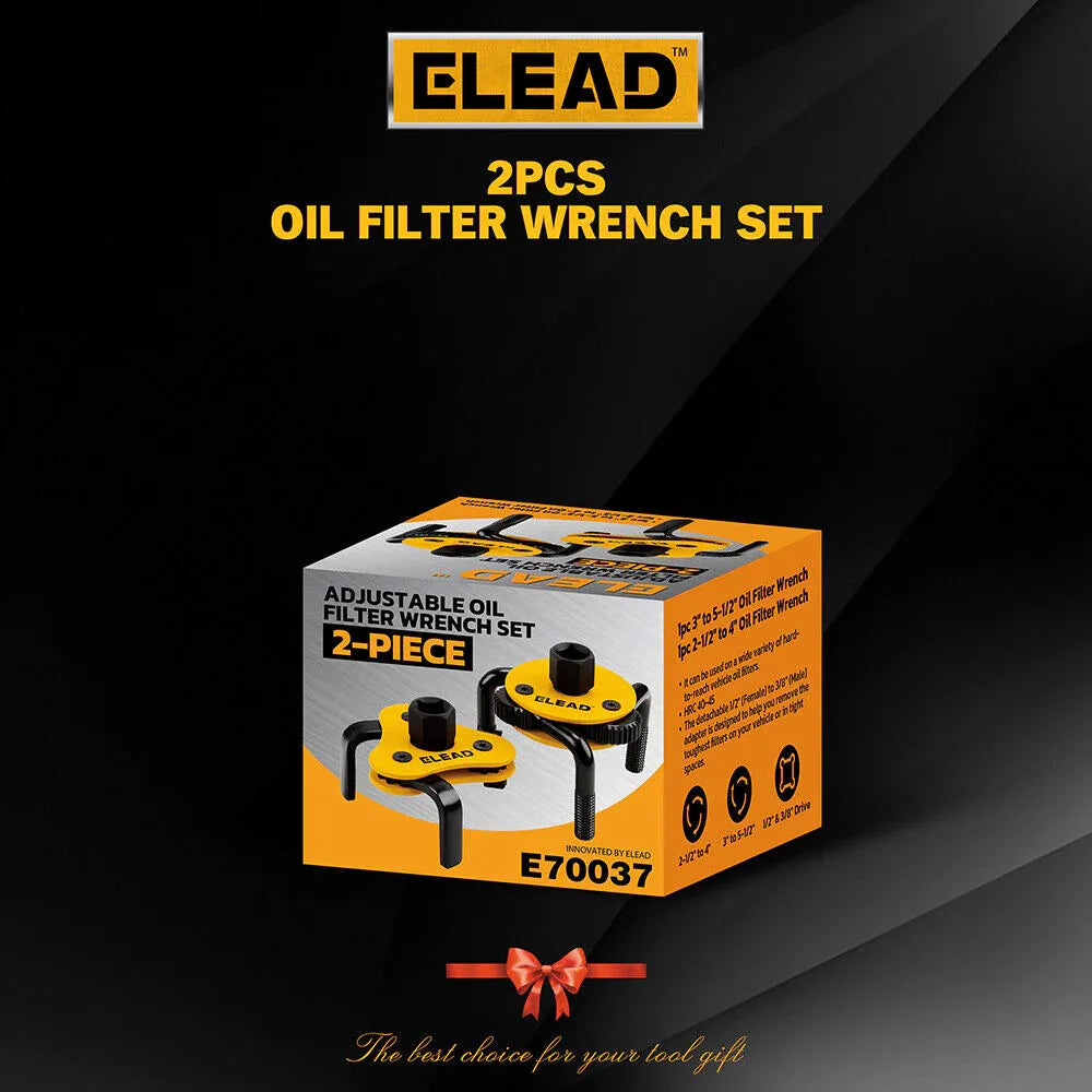 ELEAD 2Pcs Oil Filter Wrench Set Adjustable Oil Filter Change Set Engine Filters - Mekamart Australia