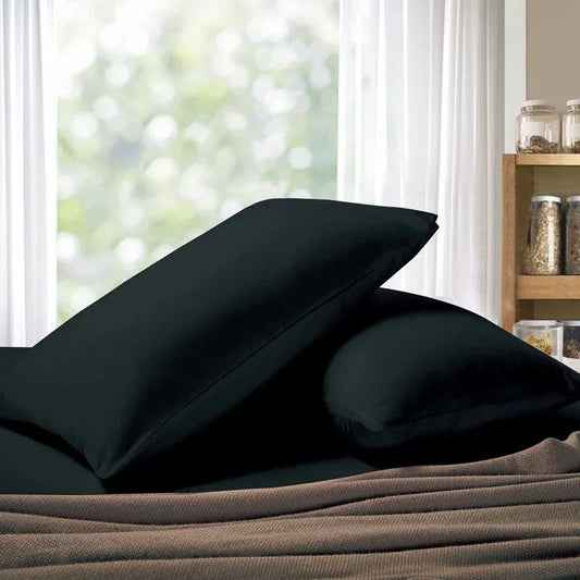 1000TC Premium Ultra Soft King size Pillowcases 2-Pack - Black - Mekamart Australia