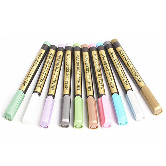 10Pcs/Set Waterproof Paint Pens for Art on Metal Glass & Rock