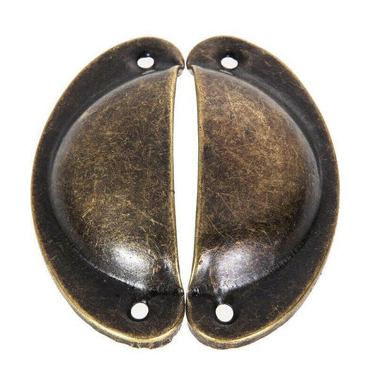 6X Cupboard Door Cabinet Cup Drawer Furniture Retro Antique Pull Shell Handle - Green Bronze