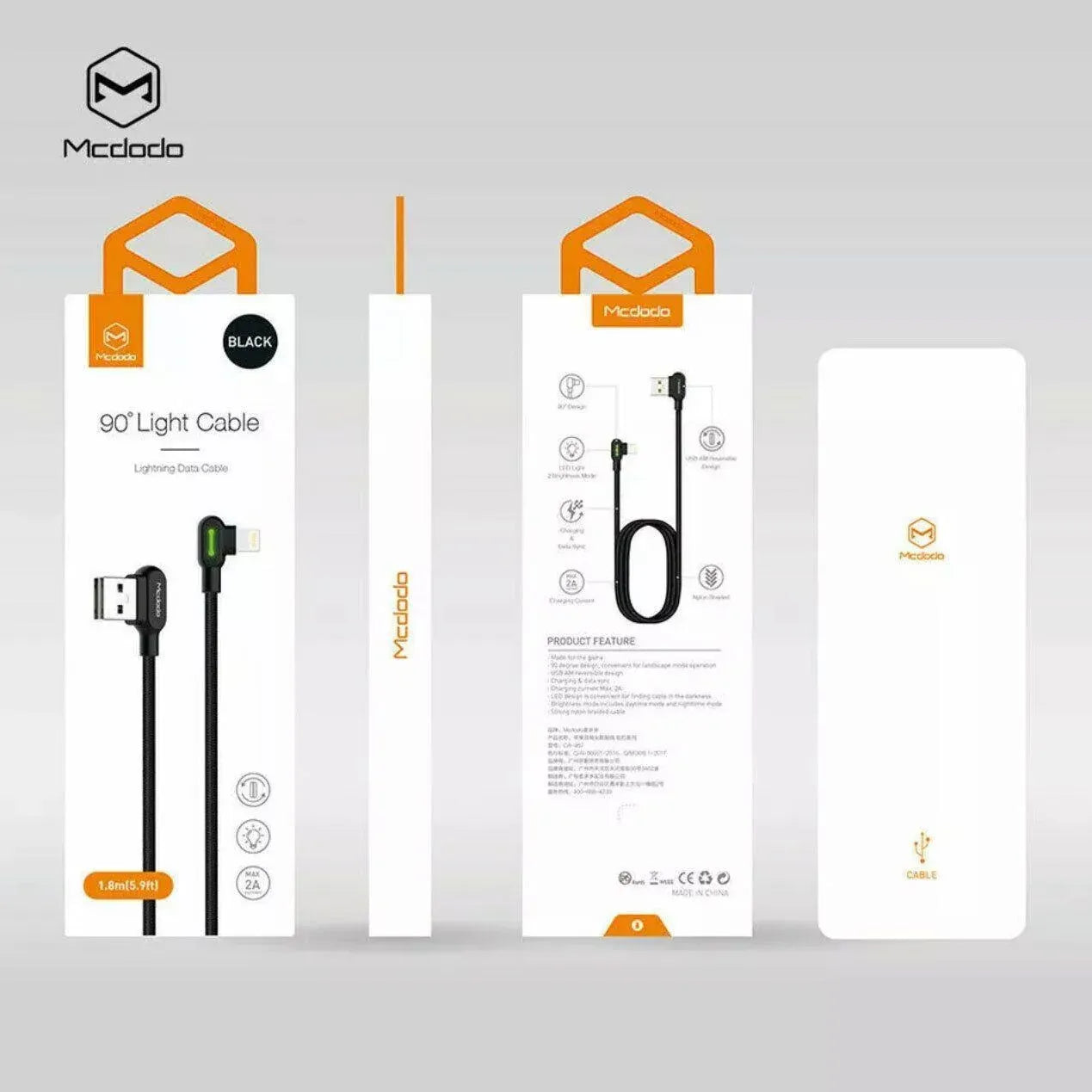 Mcdodo Fast Usb Cable Heavy Duty Charging Syn Charger Iphone 90 Degree Angle - 1.2m
