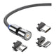 3in1 Fast Charging Cable with Rotating Head for USB C iOS Micro USB Devices - 1M