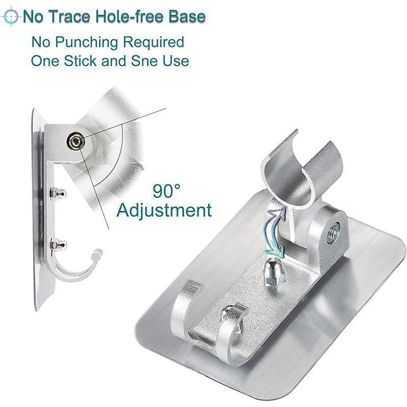 Adjustable Bracket Suction Shower Head Handset Holder Bathroom Wall Mount +Hooks - Mekamart Australia