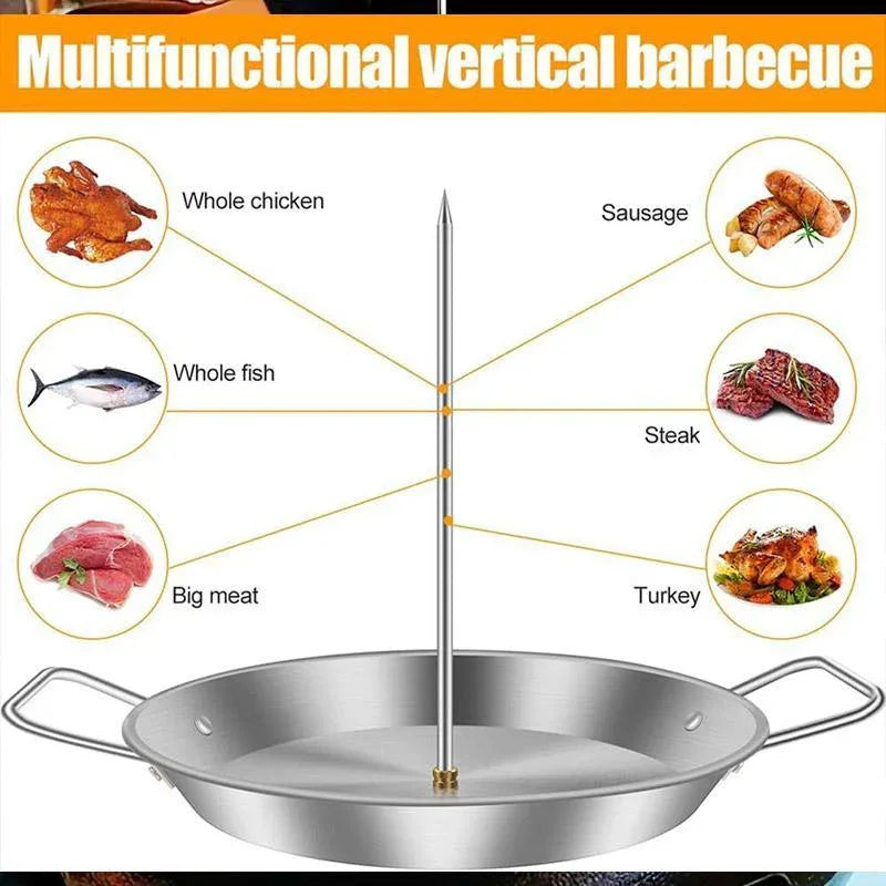 Stainless Steel Vertical Skewer Grill Pan Barbecue Kebab Rack Grill Cooking Tool - Mekamart Australia