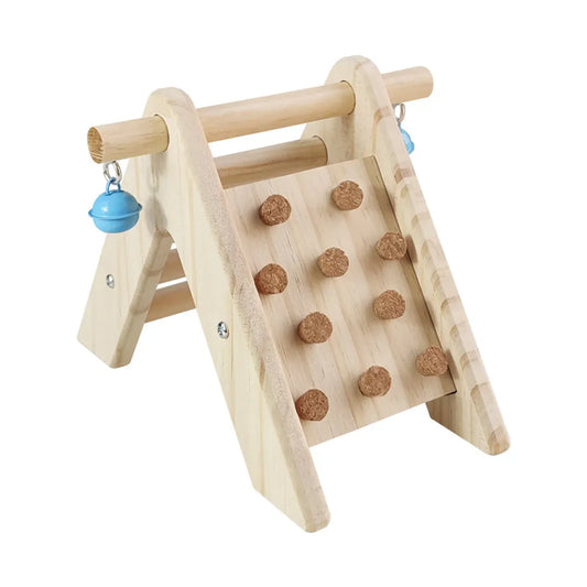 Wooden Bird Ladder Toy With Bell Parrot Perch Stand Climbing Gym Accessories Fun