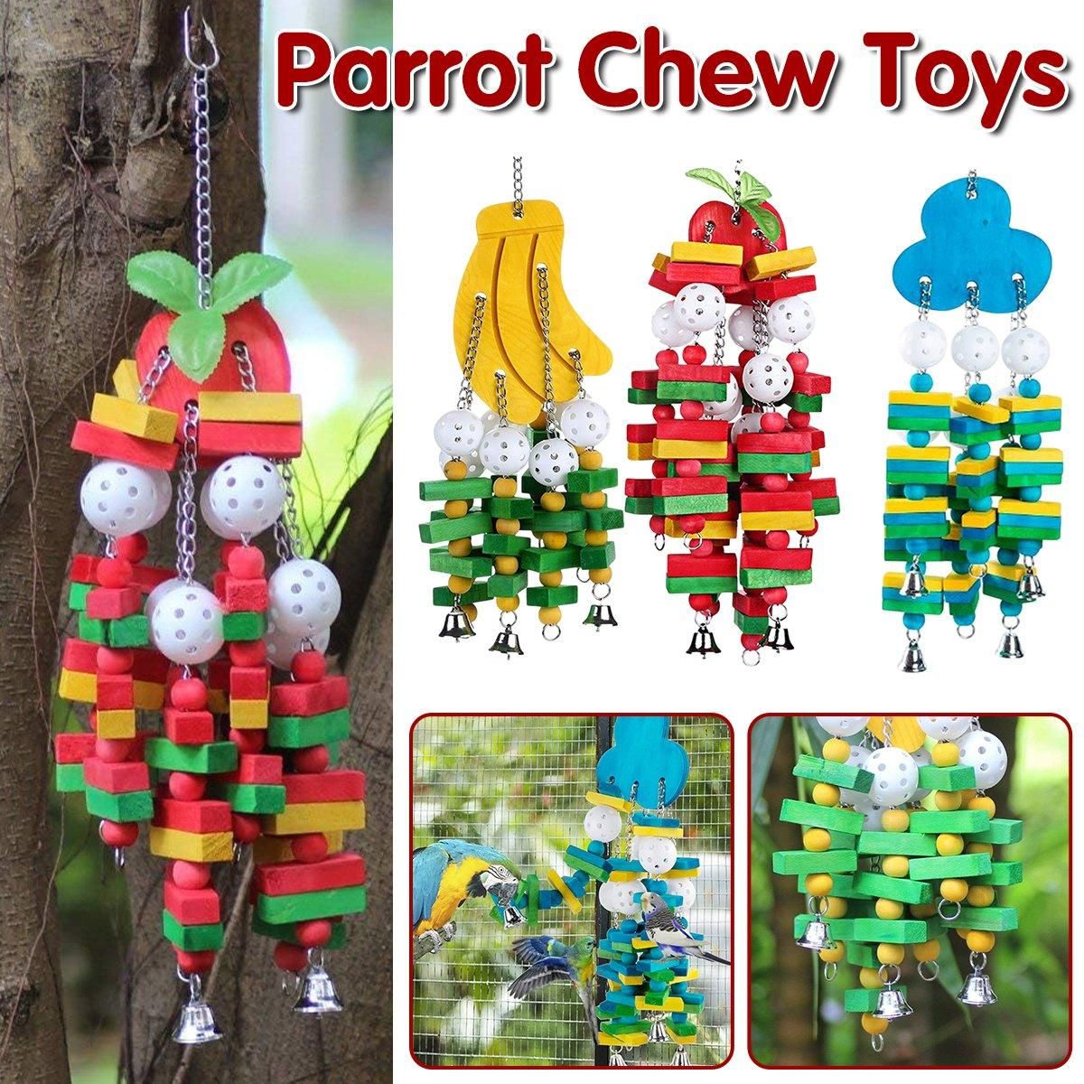 Wooden Parrot Chew Toy Bird Toys for Large and Small Birds Natural Pet Chew Toy - Blueberry