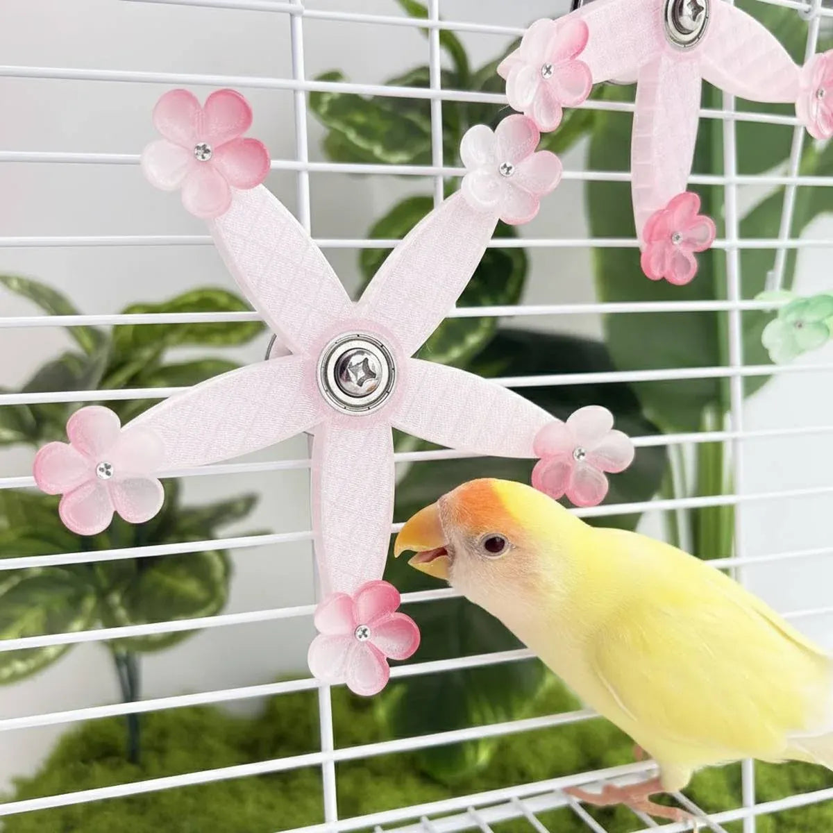 Spinning Windmill Bird Cage Toy 360 Degree Rotation Pecking Boredom Relief Play
