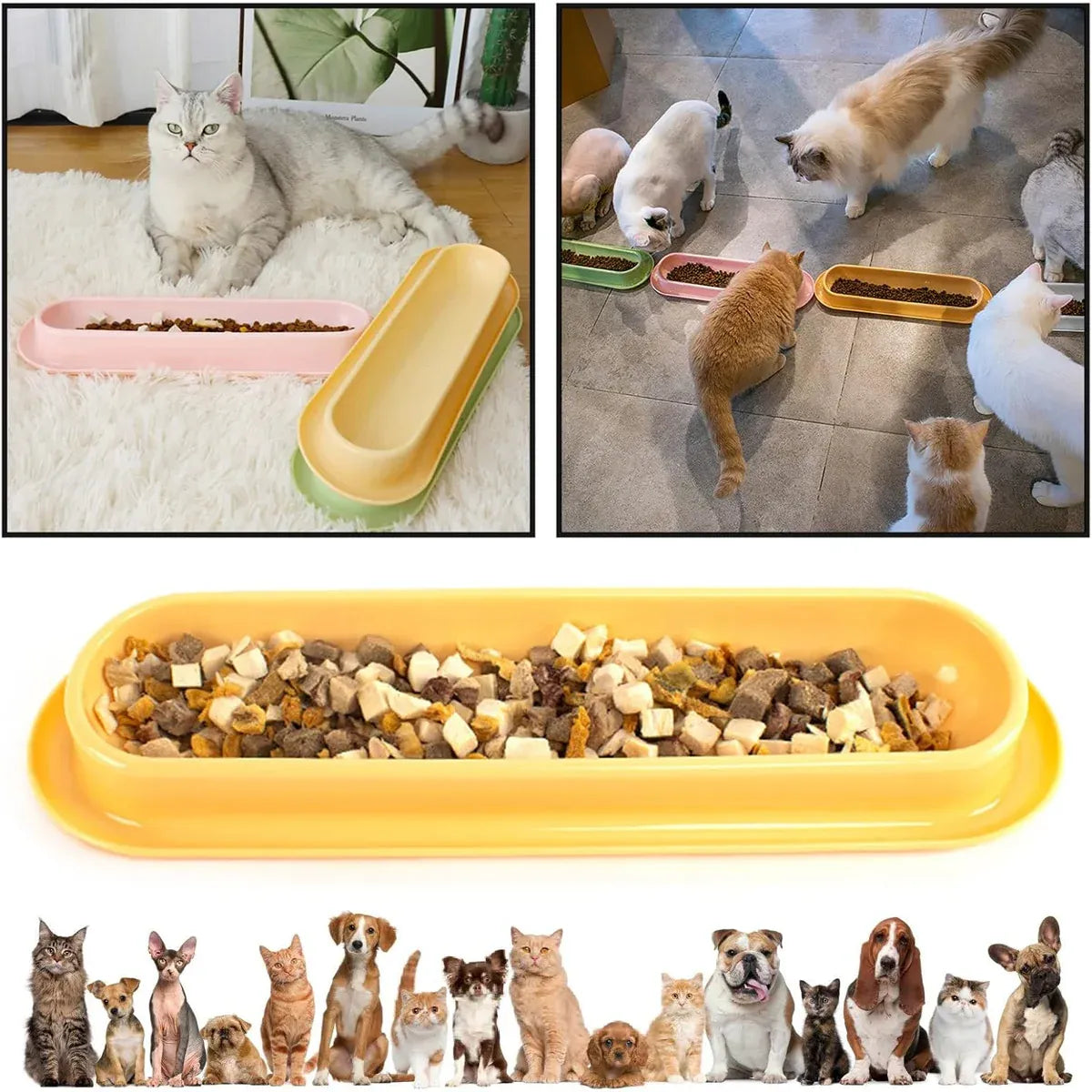 Extended Cat Bowl Pet Bowl Feeding Basin Drinking Water Cat Bowl for Cats - Pink