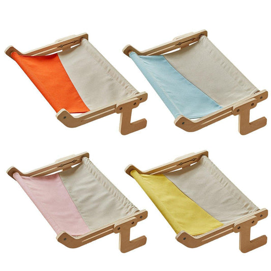 Window Hanging Cat Hammock Solid Wood Sun Bed Nest for All Seasons Durable - Grey+Yellow - Mekamart Australia