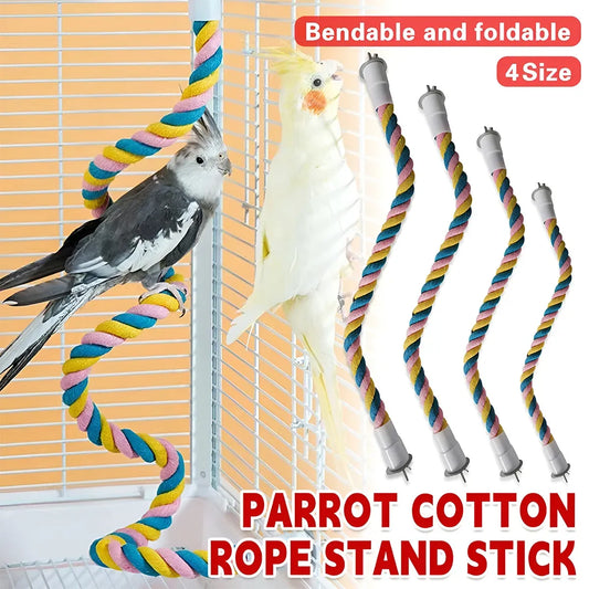 U Shaped Parrot Cotton Rope Climbing Toy Perch Stand for Bird Cage - 100cm