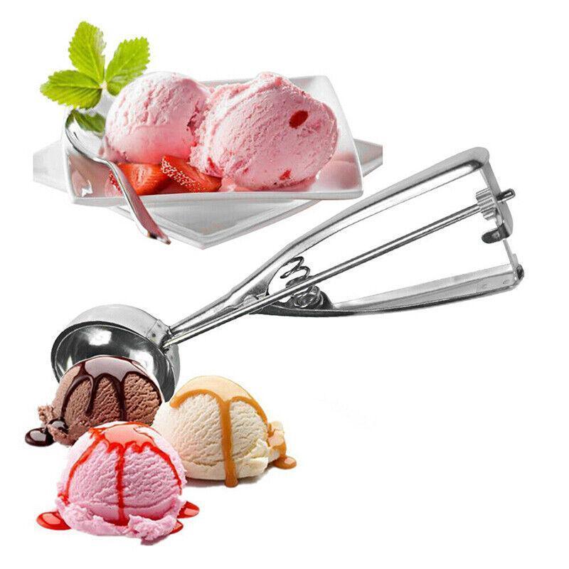Stainless Steel Icecream Ice Cream Scoop Cookie Dough Mash Spoon Trigger 6Cm Dia - Mekamart Australia