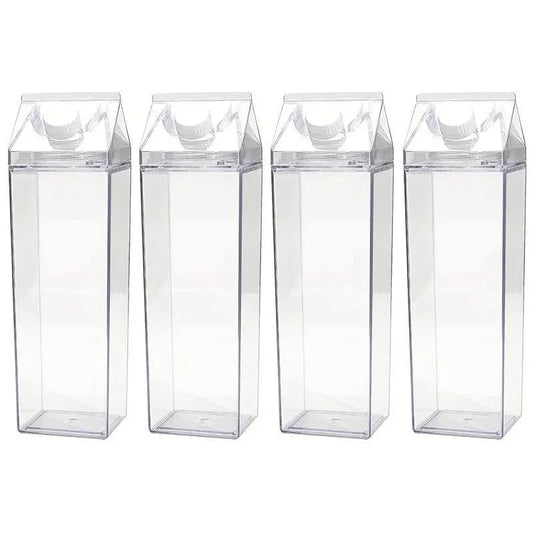 4pcs Large Capacity Square Mug Transparent Plastic Water Juice Drinking Cups - Mekamart Australia