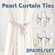 Curtain Tiebacks Pearl Strap Set 3 Pairs Decorative Buckle Holder Rings Hooks - White - Mekamart Australia