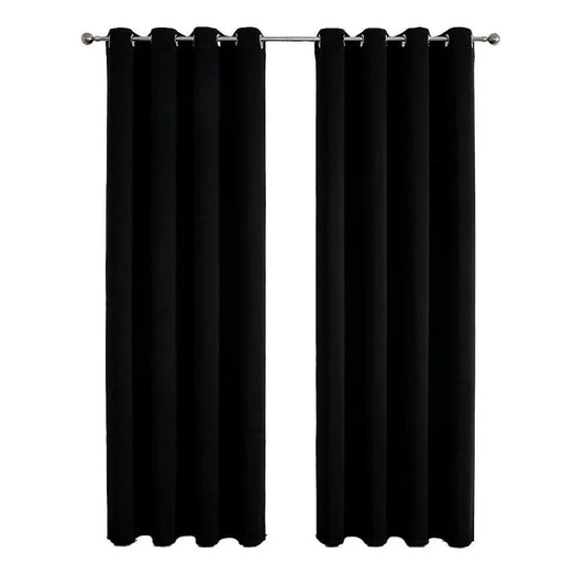 2pcs Semi Blackout Curtain Fabric Solid Colour Home Decor Drapes for Living Room - Dark Grey - 132x213cm - Mekamart Australia