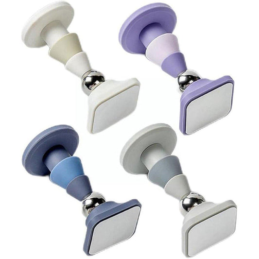 Silicone Silent Door Stopper with Suction Base and Secure Hold Catch Design - Purple