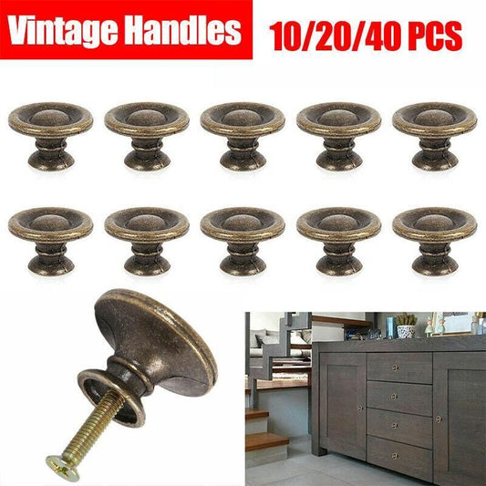 10/20/40Pcs Antique Brass Drawer Knobs Vintage Cabinet Handles Cupboard Pulls - 10PCS