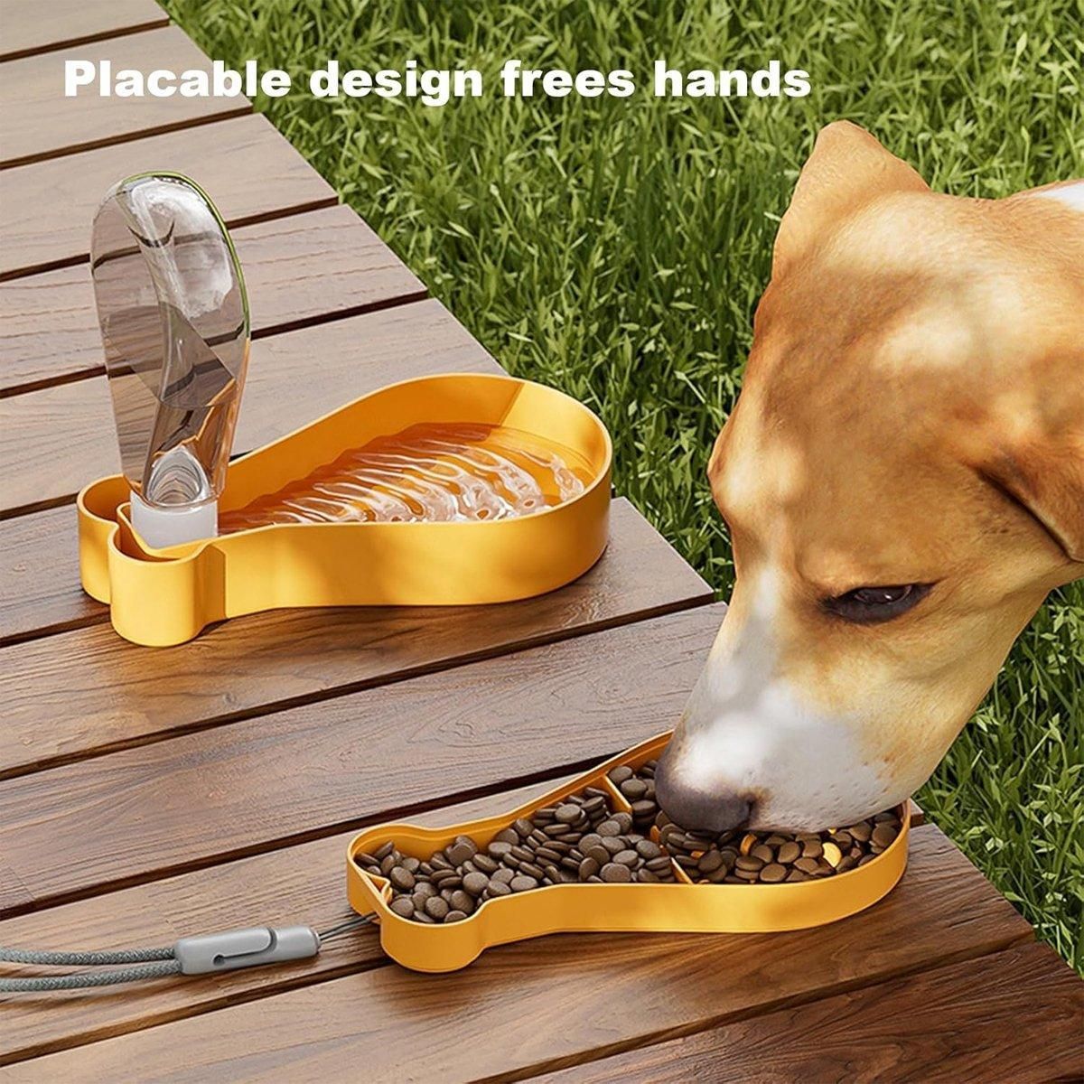 Portable Pet Water Bottle Outdoor Feeder Dual Purpose Drinking Travel Use - Orange