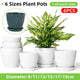 6PCS Simple Plastic Round Plant Pots Vertical Stripes Flower Pot Green Gardening - White - Mekamart Australia