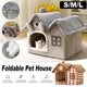 Removable Washable Pet House Four Seasons Cat Enclosed House - Brown-S - Mekamart Australia
