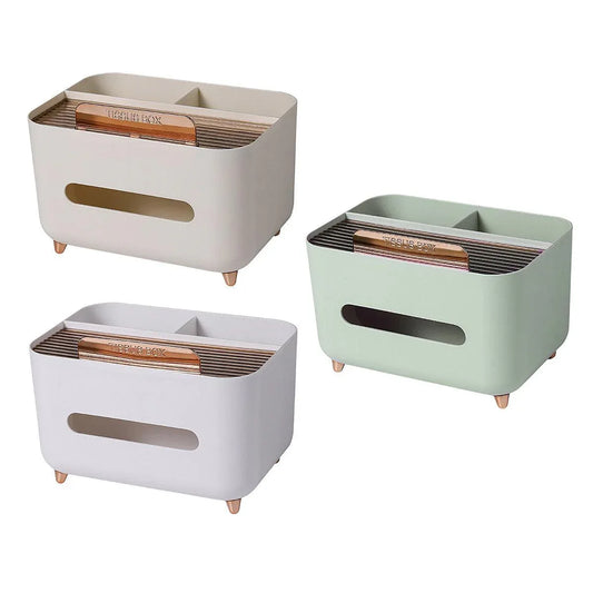 Tissue Box Dispenser Storage Box Napkin Case Remote Control Box Multi-Function - White - Mekamart Australia