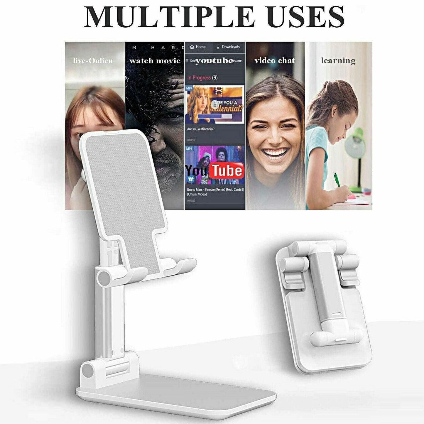 Foldable Adjustable Universal Desk Stand Holder For Mobile Phone Tablet Portable - Green