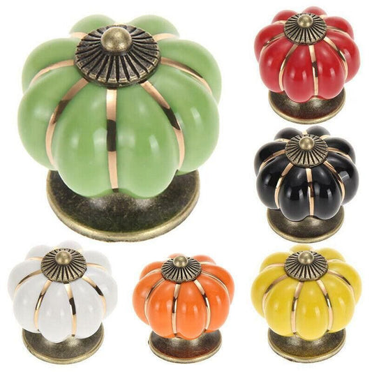 Pumpkin Ceramic Vintage Door Knobs Cabinet Drawer Cupboard Kitchen Pull Handle