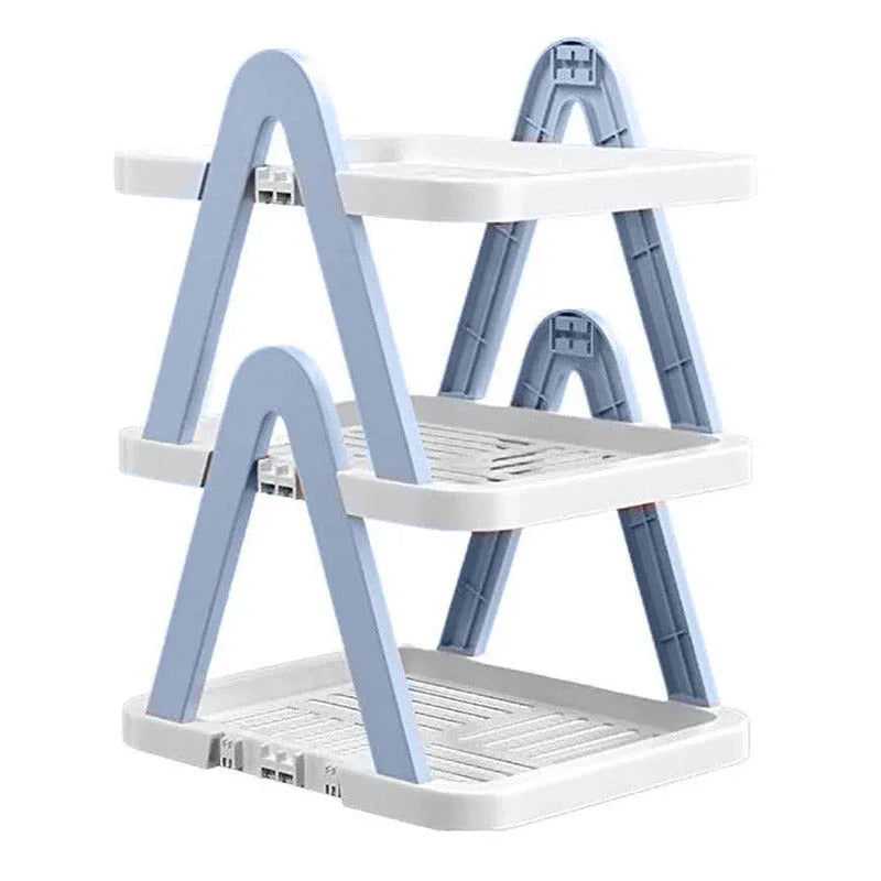 2/3 Tier Removable Shoe Rack Folding Storage Shelf Simple Space Saving Organizer - 2Tier-Blue - Mekamart Australia
