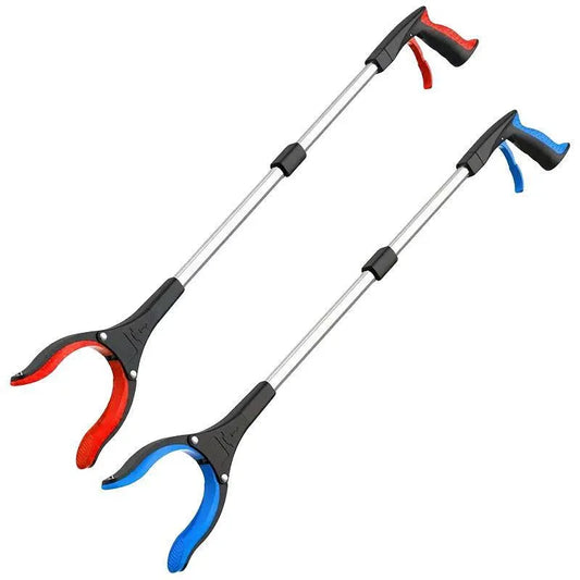 Folding Rubbish Picker Clip Hygiene Trash Grabber Long Handle Waste Cleaner Tool - Blue - Mekamart Australia