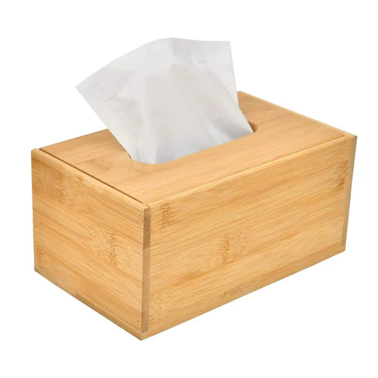 Bamboo Tissue Box Wooden Cover Dispenser Holder Storage Case for Home and Office - Mekamart Australia