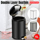 Trash Can Double Layer Foot Pedal Design with Lid Household Bin Kitchen Bathroom - White - Mekamart Australia