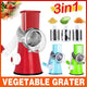 Kitchen Vegetable Fruit Slicer Cutter Shredder Food Manual Rotary Grater Chopper - Blue - Mekamart Australia