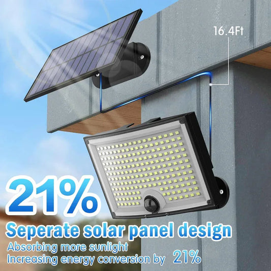 KagoLing Solar Lights Outdoor 202 LED Motion Sensor Lights IP65 Waterproof 120 Degree Beam Angle Solar Garden Lights 2 Pack with 5M Cable - Mekamart Australia