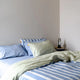 100% Cotton Duvet Quilt Cover Set w/ 2 Pillow Cases in Reversible Blue/Green/White Stripe - Super King - Mekamart Australia