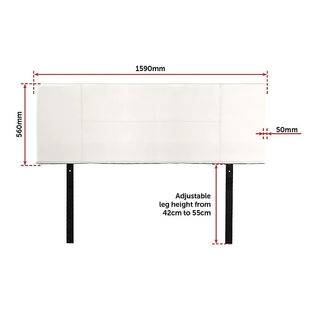 PU Leather Queen Bed Headboard Bedhead - White - Mekamart Australia
