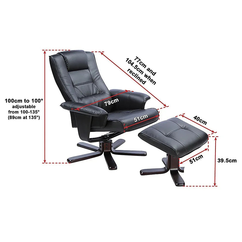 PU Leather Massage Chair Recliner Ottoman Lounge Remote - Mekamart Australia