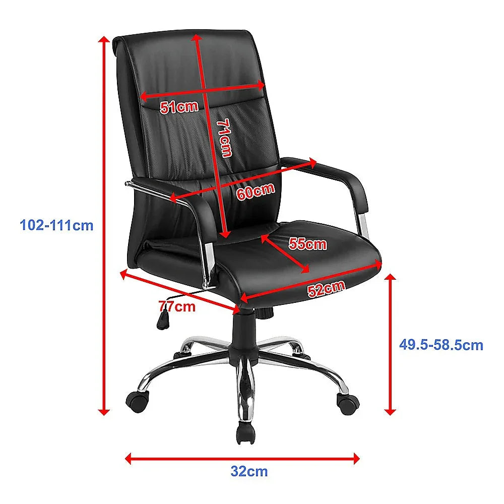 PU Leather Office Chair β Ergonomic Executive Swivel Desk Chair with Padded Seat in Black - Mekamart Australia
