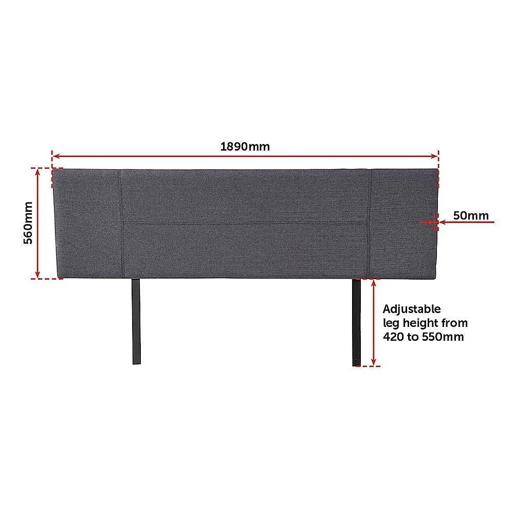 Linen Fabric King Bed Headboard Bedhead - Grey - Mekamart Australia