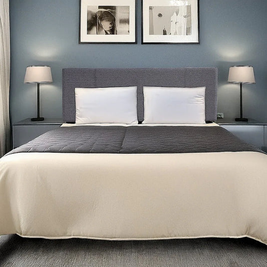 Linen Fabric Queen Bed Headboard Bedhead - Grey - Mekamart Australia
