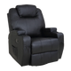 Black Massage Sofa Chair Recliner 360 Degree Swivel PU Leather Lounge 8 Point Heated - Mekamart Australia