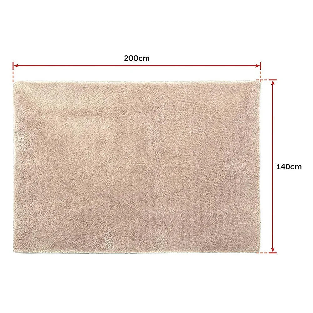 200x140cm Floor Rugs Large Shaggy Rug Area Carpet Bedroom Living Room Mat - Beige - Mekamart Australia