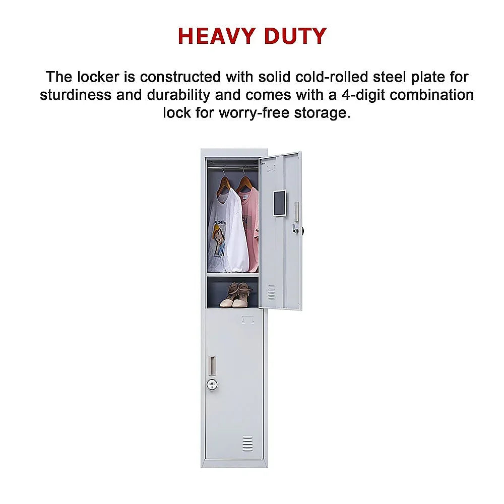 2-Door Vertical Locker for Office Gym Shed School Home Storage - Mekamart Australia