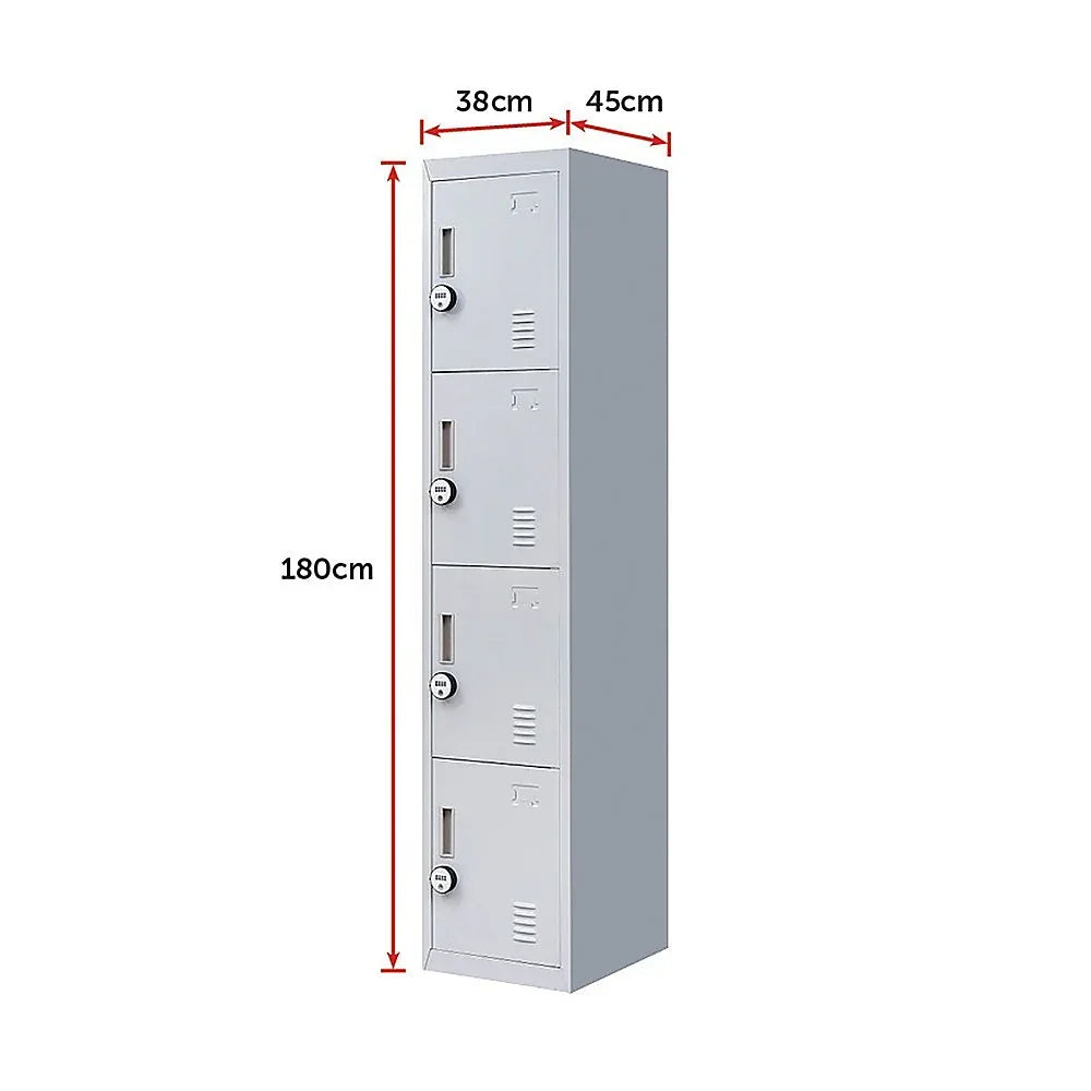 4-Door Vertical Locker for Office Gym Shed School Home Storage - Mekamart Australia