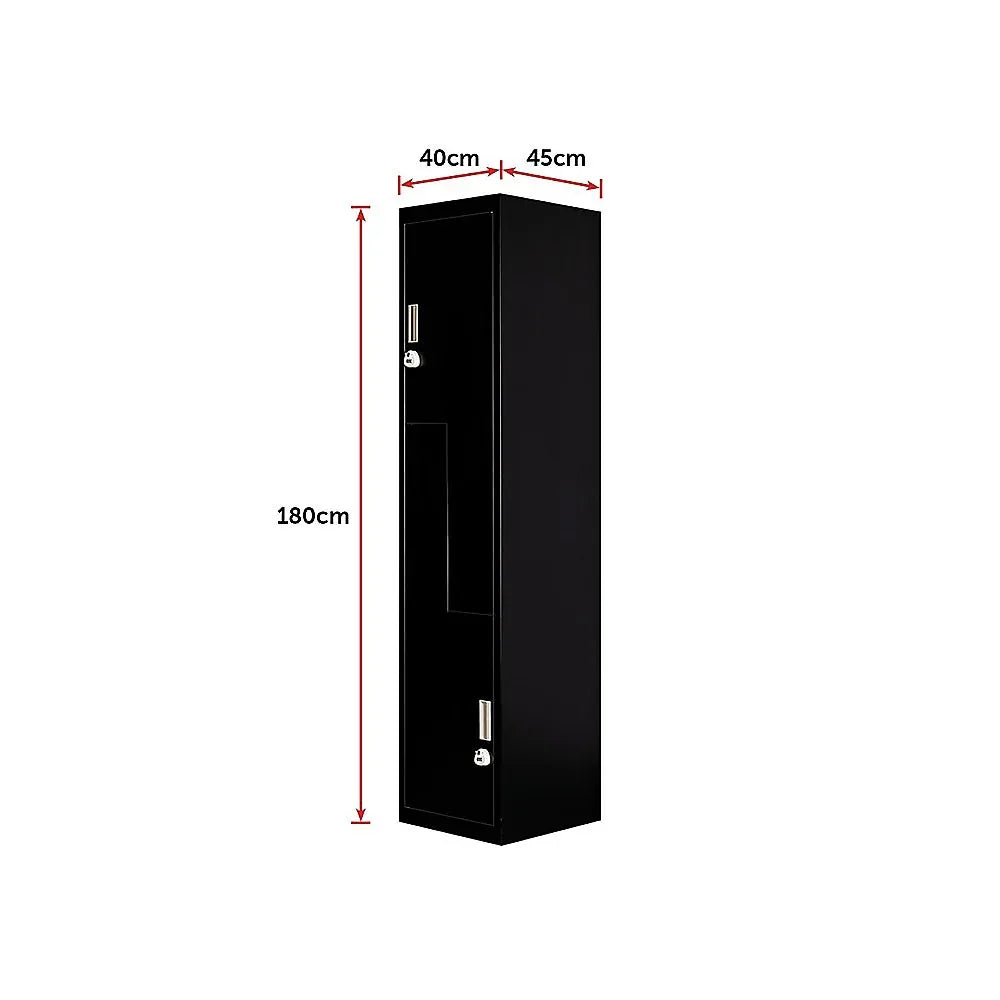 Black Two-Door L-shaped Office Gym Shed Storage Lockers - Mekamart Australia