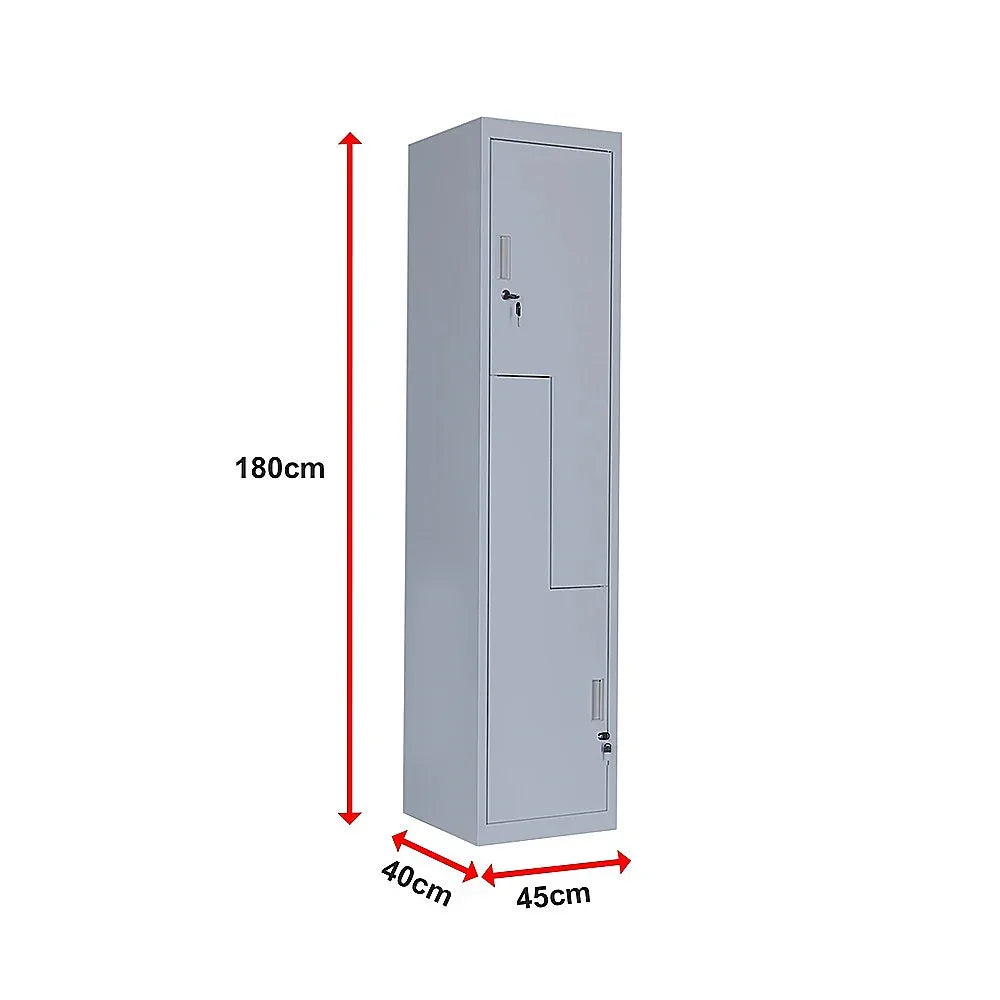 Grey Two-Door L-shaped Office Gym Shed Storage Lockers - Mekamart Australia