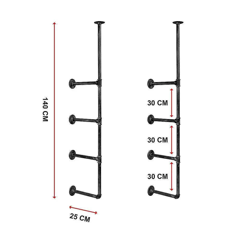 Wall Shelves Display Bookshelf Industrial DIY Pipe Shelf Rustic Brackets - Mekamart Australia