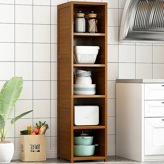 Bamboo 5-Shelf Bookcase – Tall Display Storage Rack Stand for Living Room, Bedroom, Office or Home Organisation - Mekamart Australia