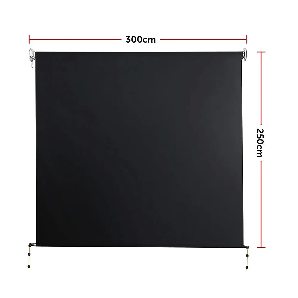 Retractable Straight Drop Roll Down Awning Garden Patio Screen 3.0X2.5M - Mekamart Australia
